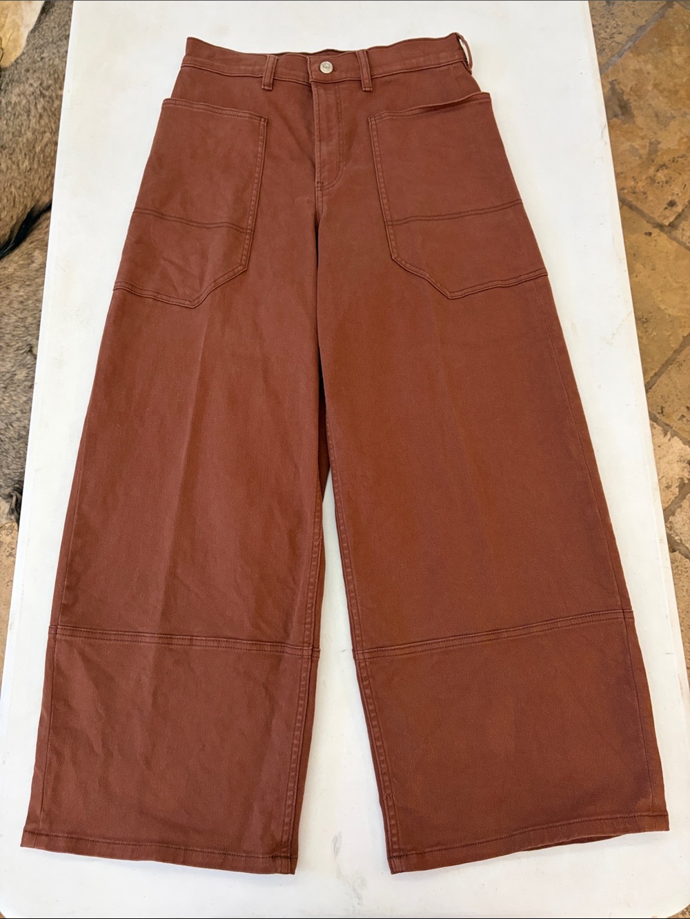 Everlane Utility Wide-Leg Gardener Pant in Rust